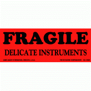 Fragile Delicate Instruments Label - 1-1/2