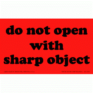 Do Not Open with Sharp Object Label - 3