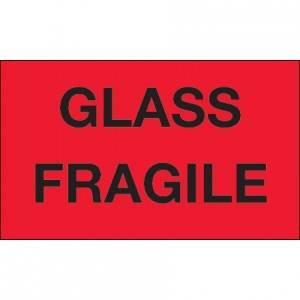 Glass Fragile Fluorescent Red Label - 3