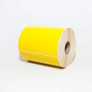 Direct Thermal Floodcoat Yellow Label Perforated on a 1