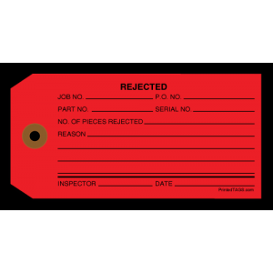 Rejected Red Tag W/Reinforced Grommet - 13Pt #5 - 4-3/4