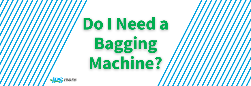 do i need a bagging machine? in green text on white background with diagonal blue stripes on sides