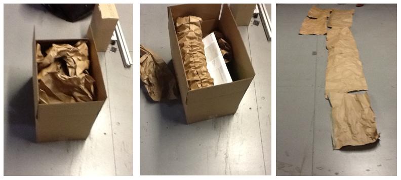 Traditional style paper void fill contains much more paper, thus adding weight and labor costs, than the new Chevron tubes. Traditional style paper void fill contains much more paper, thus adding weight and labor costs, than the new Chevron tubes.
